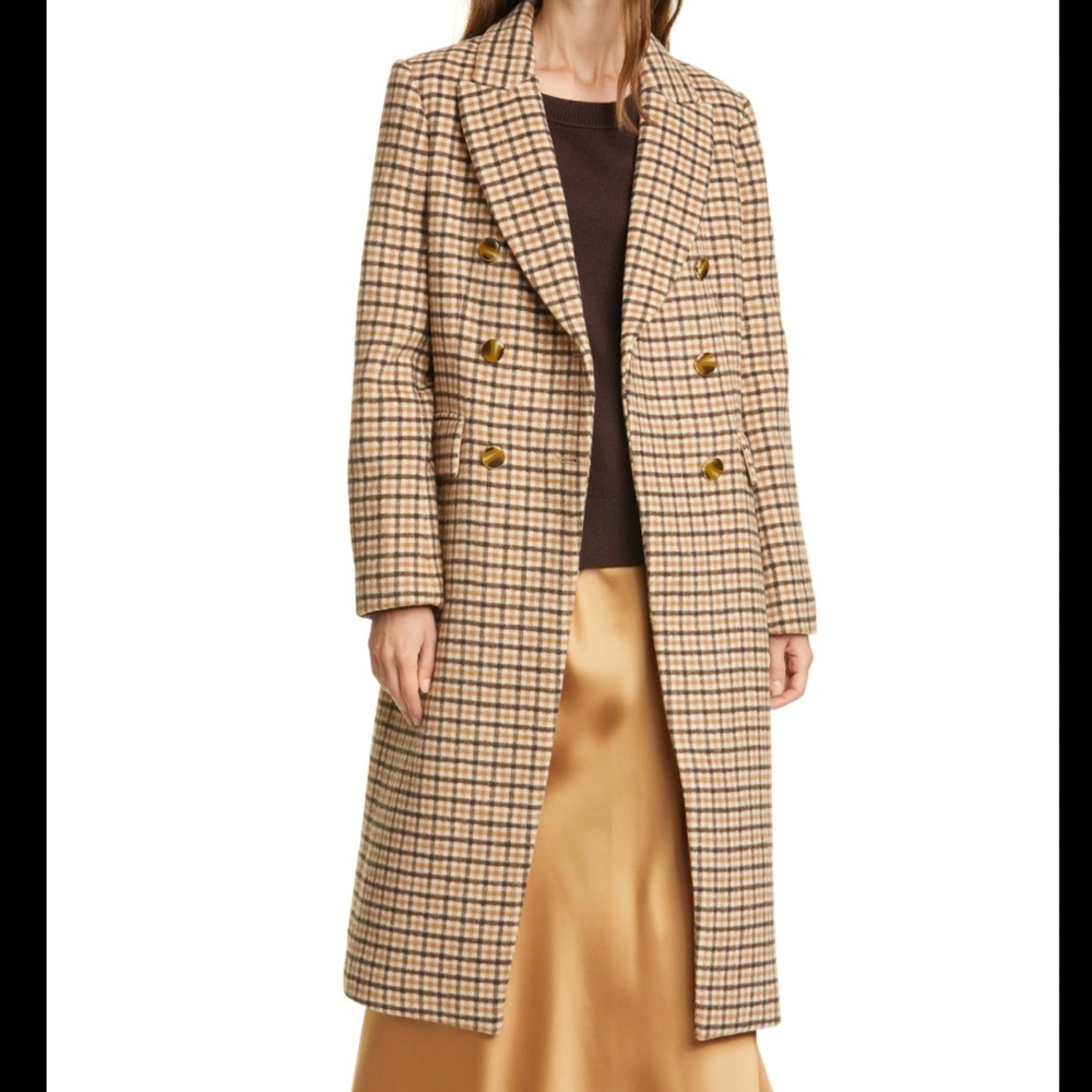 Classic Checkered Double-Breasted Coat